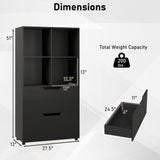 4-Cube Bookcase with 2 Drawers 51 inch 5-Tier Tall Freestanding Bookshelf