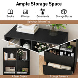 4-Cube Bookcase with 2 Drawers 51 inch 5-Tier Tall Freestanding Bookshelf