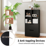 4-Cube Bookcase with 2 Drawers 51 inch 5-Tier Tall Freestanding Bookshelf