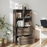 4-Cube Bookcase with 2 Drawers 51 inch 5-Tier Tall Freestanding Bookshelf
