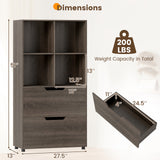 4-Cube Bookcase with 2 Drawers 51 inch 5-Tier Tall Freestanding Bookshelf