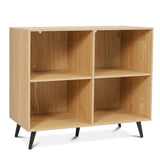 4-Cube Wooden Bookshelf Bookcase with 5 Metal Legs for Home
