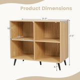 4-Cube Wooden Bookshelf Bookcase with 5 Metal Legs for Home
