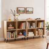 4-Cube Wooden Bookshelf Bookcase with 5 Metal Legs for Home