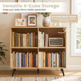 4-Cube Wooden Bookshelf Bookcase with 5 Metal Legs for Home