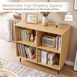 4-Cube Wooden Bookshelf Bookcase with 5 Metal Legs for Home