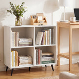 4-Cube Wooden Bookshelf Bookcase with 5 Metal Legs for Home