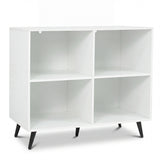 4-Cube Wooden Bookshelf Bookcase with 5 Metal Legs for Home