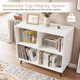 4-Cube Wooden Bookshelf Bookcase with 5 Metal Legs for Home