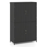 4-Door Rattan Vertical Storage Shed with Adjustable Shelves