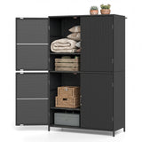 4-Door Rattan Vertical Storage Shed with Adjustable Shelves