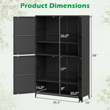 4-Door Rattan Vertical Storage Shed with Adjustable Shelves