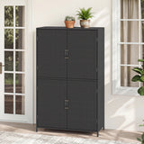 4-Door Rattan Vertical Storage Shed with Adjustable Shelves