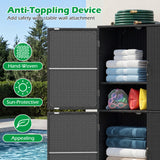 4-Door Rattan Vertical Storage Shed with Adjustable Shelves