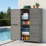 4-Door Rattan Vertical Storage Shed with Adjustable Shelves