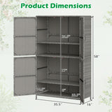 4-Door Rattan Vertical Storage Shed with Adjustable Shelves