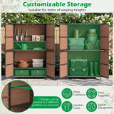 4-Door Rattan Vertical Storage Shed with Adjustable Shelves