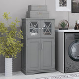 4 Doors Freeestanding Bathroom Floor Cabinet with Adjustable Shelves