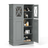 4 Doors Freeestanding Bathroom Floor Cabinet with Adjustable Shelves