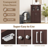 4 Doors Freeestanding Bathroom Floor Cabinet with Adjustable Shelves