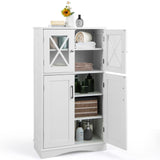4 Doors Freeestanding Bathroom Floor Cabinet with Adjustable Shelves