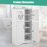 4 Doors Freeestanding Bathroom Floor Cabinet with Adjustable Shelves