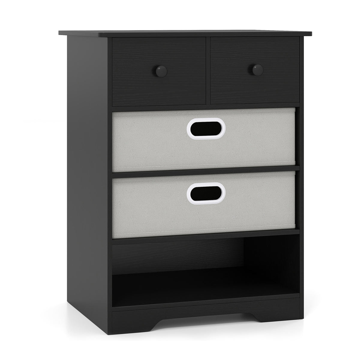 4-Drawer Dresser Modern Chest Storage Organizer with Open Shelves