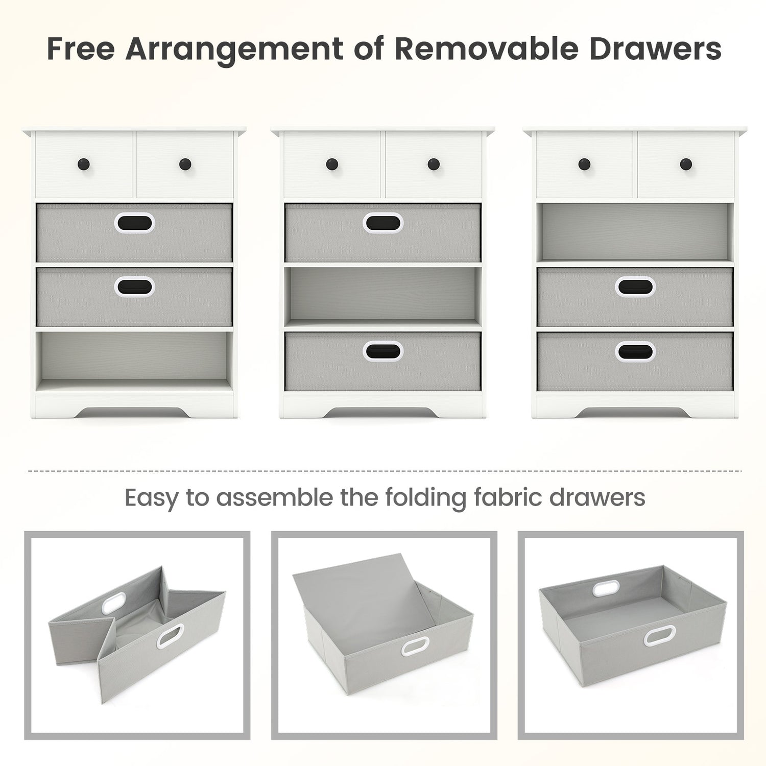 4-Drawer Dresser Modern Chest Storage Organizer with Open Shelves