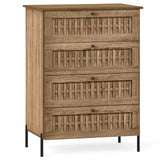 4-Drawer Dresser with Interlocking Mechanism and Metal Legs for Bedroom-Oak