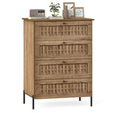 4-Drawer Dresser with Interlocking Mechanism and Metal Legs for Bedroom-Oak