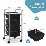 4-Drawer Cart Storage Bin Organizer Rolling with Plastic Drawers