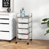 4-Drawer Cart Storage Bin Organizer Rolling with Plastic Drawers