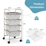 4-Drawer Cart Storage Bin Organizer Rolling with Plastic Drawers