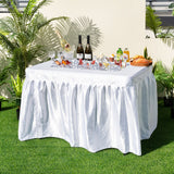 4 Feet Folding Ice Bin Table with Skirt for Camping Picnic Wedding with Ice Bucket-White