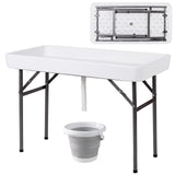 4 Feet Plastic Party Ice Folding Table with Matching Skirt