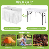 4 Feet Plastic Party Ice Folding Table with Matching Skirt