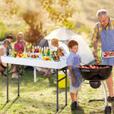 4 Feet Plastic Party Ice Folding Ice Table with Matching Skirt-White