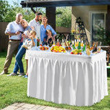 4 Feet Plastic Party Ice Folding Ice Table with Matching Skirt-White