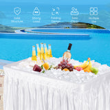 4 Feet Plastic Party Ice Folding Ice Table with Matching Skirt-White
