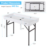 4 Feet Plastic Party Ice Folding Ice Table with Matching Skirt-White