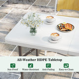 4 Feet Portable Camping Table with HDPE Tabletop and Metal Legs-White