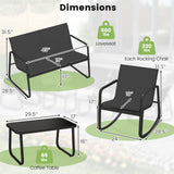 4 PCS Patio Furniture Set Outdoor Rocker Chair Conversation Set-Black