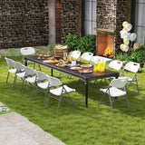 4 Pack Folding Stackable Chairs with Metal Frame and Carrying Handle-White