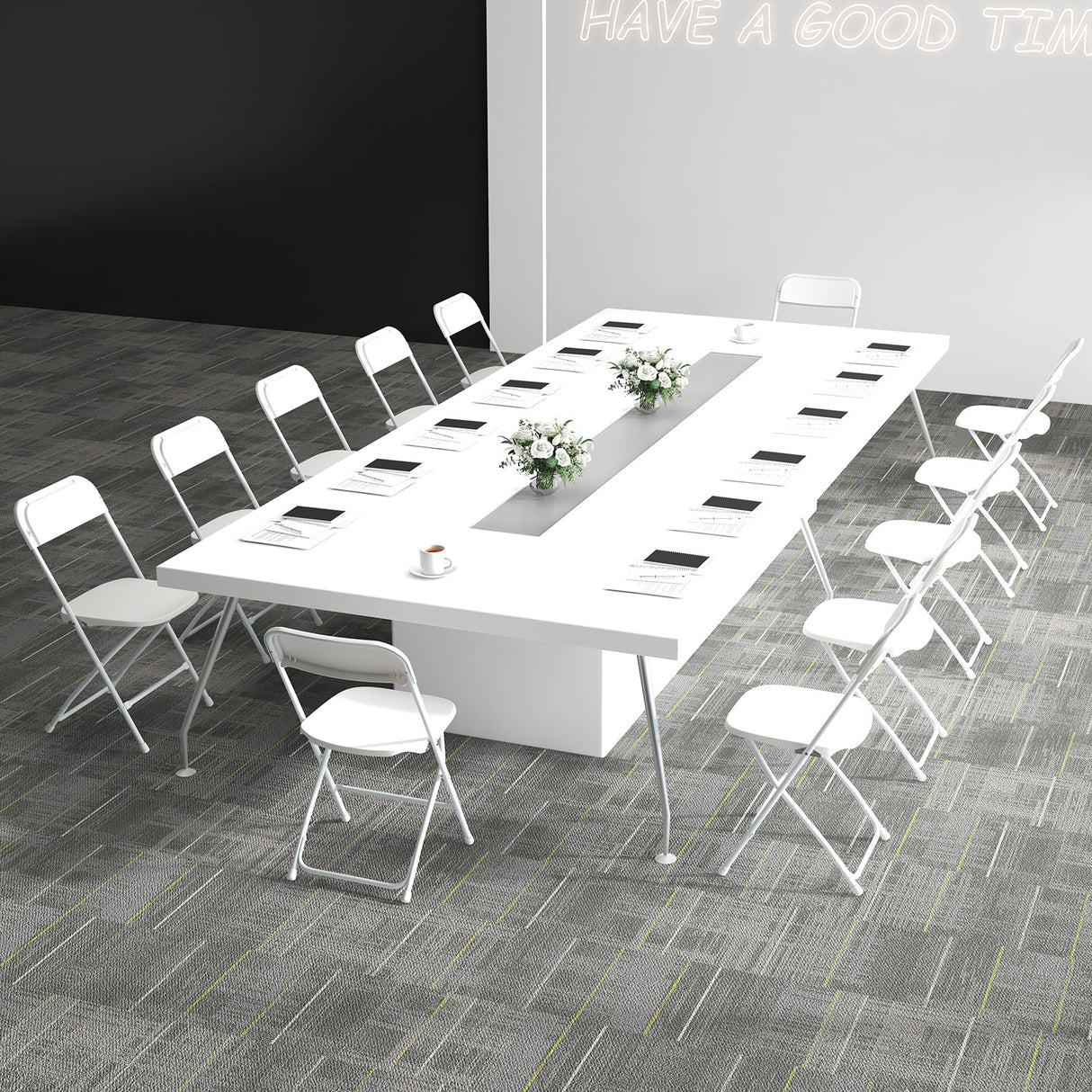 4 Pack Metal Folding Chairs with Plastic Seat and Back-White
