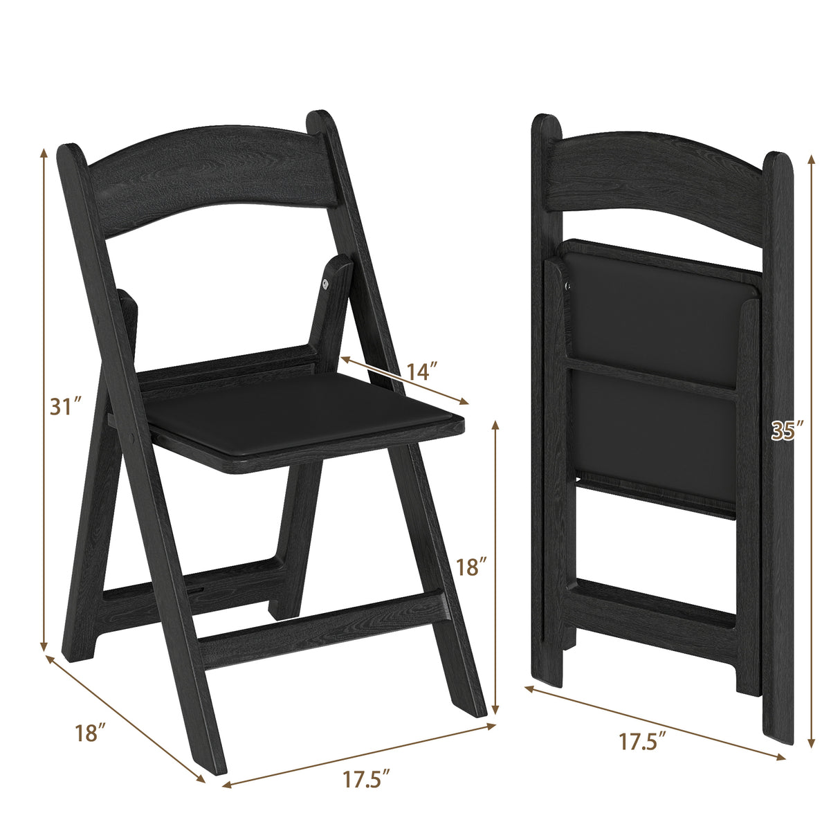 4 Pack Resin Folding Chairs with Padded Seat