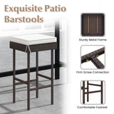 Patio Rattan Barstools Set of 2/4 with Footrest and Soft Cushions for Backyard Balcony