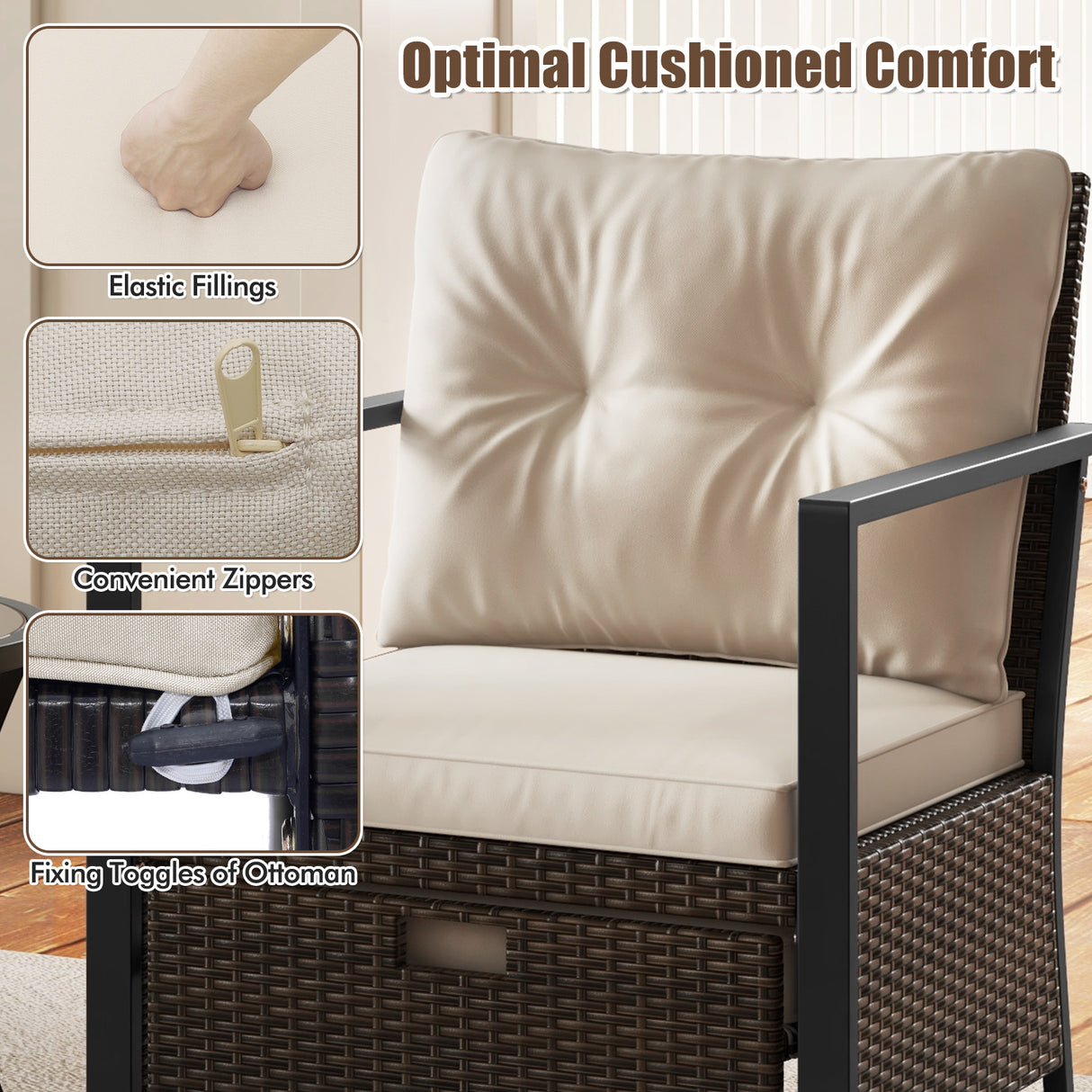 4 Piece Outdoor Furniture Set with Glass Topped Coffee Table