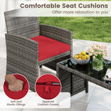 4 Piece Patio Conversation Set Rattan Chair Loveseat and Table Set