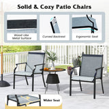 4 Piece Patio Dining Chairs Large Outdoor Chairs with Breathable Seat and Metal Frame