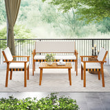 4 Piece Patio Furniture Set with Coffee Table for Backyard and Garden-White